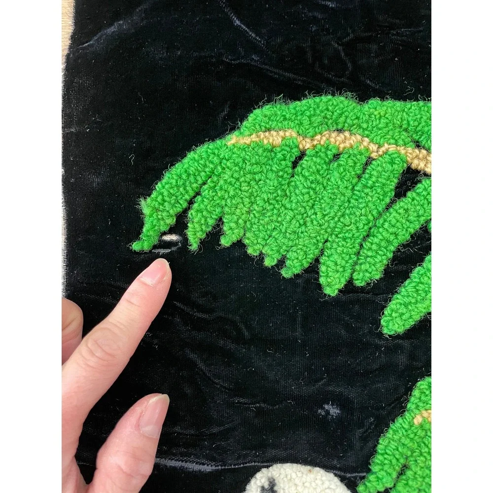 Vintage Swan Art: Velveteen Palm Tree Needlepoint